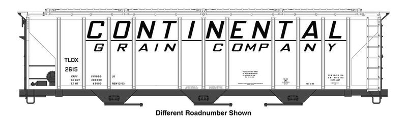 WalthersMainline 910-49426 HO 50' Pullman-Standard PS2-CD 4427 3-Bay Covered Hopper - Ready to Run -- Continental Grain Co TLDX