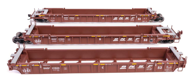 WalthersMainline 910-55802 NSC Articulated 3-Unit 53' Well Car - Ready to Run -- BNSF Railway