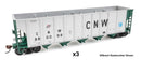 PREORDER WalthersMainline 910-56872 HO 50' RD-4 Hopper 3-Pack - Ready to Run -- Chicago & North Western(TM)