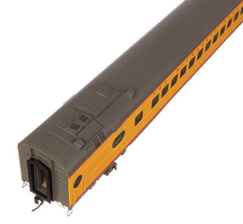 WalthersProto 920-9804 85' Milwaukee Road 600-Series Coach -- Milwaukee Road - Standard w/Decals (yellow, gray, red), HO