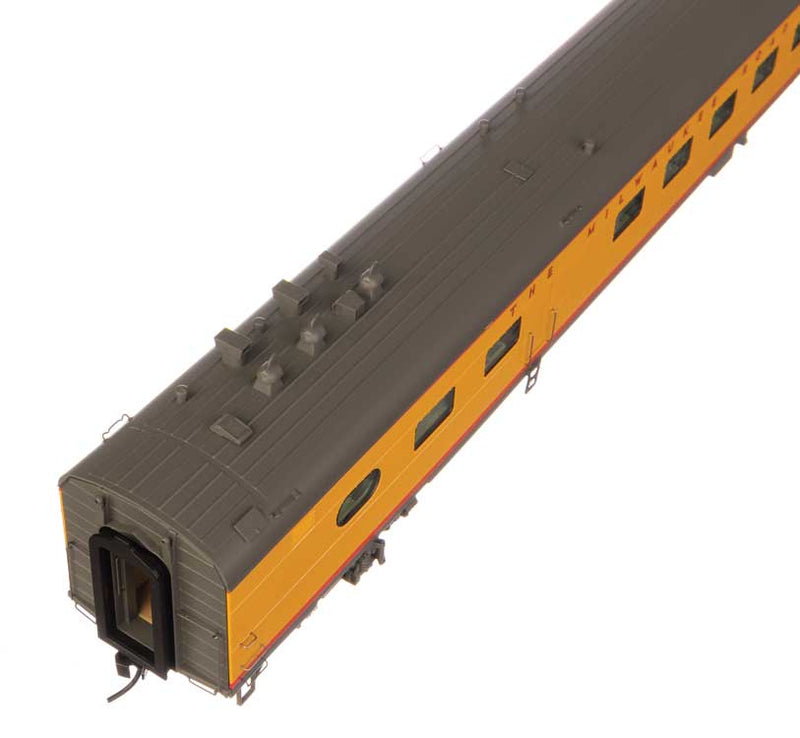 WalthersProto 920-9808 85' Milwaukee Road 48-Seat Diner -- Milwaukee Road - Standard w/Decals (yellow, gray, red), HO