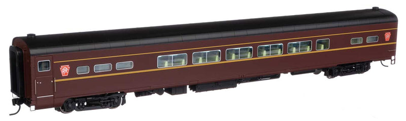 WalthersProto 920-12750 85' American Car & Foundry Pennsylvania-Style P85/P85b Coach -- Pennsylvania Railroad Standard w/Decals (Tuscan, black, dulux w/Keystone logo, LED Lights), HO