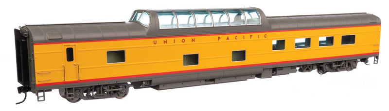 WalthersProto 920-18160 85' American Car & Foundry Dome Diner -- Union Pacific Standard with decals; (yellow, red, gray trucks), HO