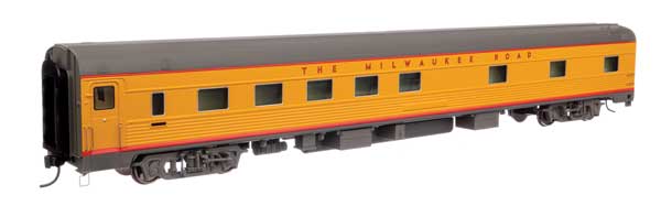 WalthersProto 920-18970 85' Budd Pacific Series 10-6 Sleeper -- Milwaukee Road Pacific Harbor (yellow, gray, red), HO