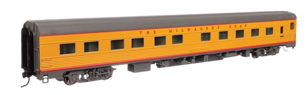 WalthersProto 920-18970 85' Budd Pacific Series 10-6 Sleeper -- Milwaukee Road Pacific Harbor (yellow, gray, red), HO