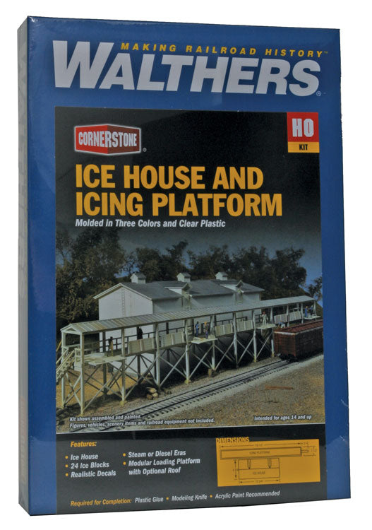 Walthers Cornerstone 933-3049 Icehouse and Platform -- Kit - 18-1/2 x 6-1/4" 46.9 x 15.8cm, HO Scale