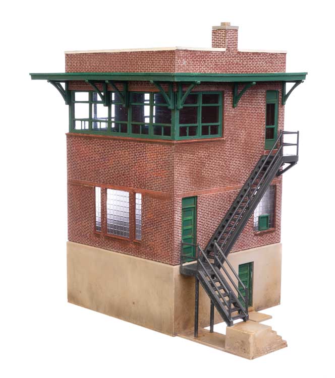 Walthers Cornerstone 933-3554 Pennsylvania Railroad Brick Interlocking Tower w/Flat Roof -- Kit, HO