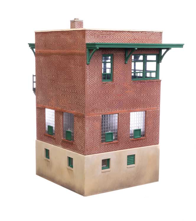 Walthers Cornerstone 933-3554 Pennsylvania Railroad Brick Interlocking Tower w/Flat Roof -- Kit, HO