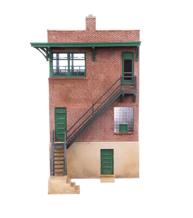 Walthers Cornerstone 933-3554 Pennsylvania Railroad Brick Interlocking Tower w/Flat Roof -- Kit, HO