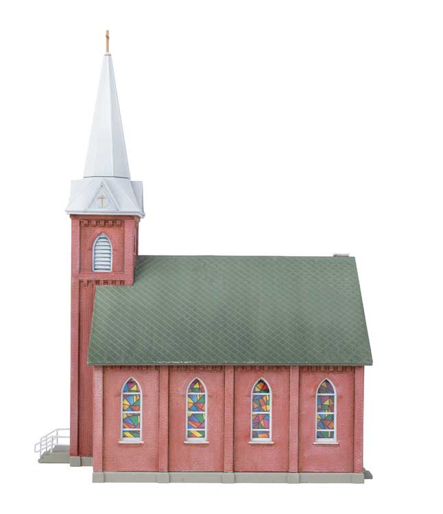 PREORDER Walthers Cornerstone 933-3858 Brick Church -- Kit - 4-7/8 x 2-3/4 x 6-7/16" 12.38 x 6.99 x 16.35cm, N Scale