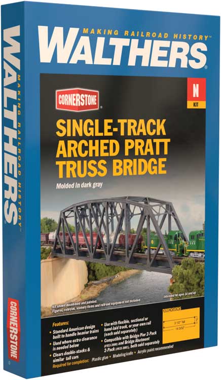 Walthers 933-3870 Single-Track Arched Pratt Truss Bridge -- Kit - 14-3/32 x 2 x 3-1/2" 35.7 x 5 x 8.8cm, N Scale