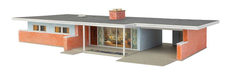 Walthers Cornerstone 933-4156 Mid-Century Modern Home -- Kit - 9-7/16 x 5-5/32 x 1-15/16" 23.9 x 13 x 4.9cm, HO