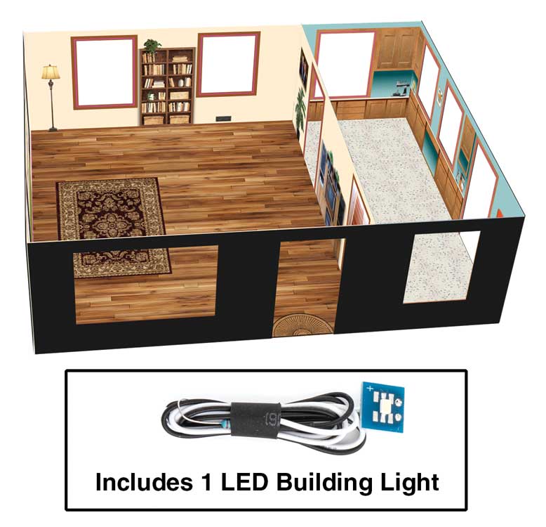PREORDER Walthers Cornerstone HO 933-4704 Spaces Brick Cape Cod House Interior Lighting & Detail Insert