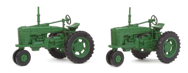 Walthers Scenemaster 949-4161 HO Farm Tractor 2-Pack - Assembled -- Green