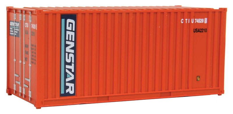 Walthers Scenemaster 949-8003 HO 20' Corrugated Container with Flat Panel - Assembled -- Genstar (orange, blue, white)