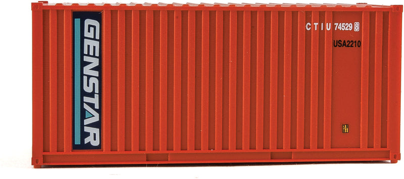 Walthers Scenemaster 949-8003 HO 20' Corrugated Container with Flat Panel - Assembled -- Genstar (orange, blue, white)