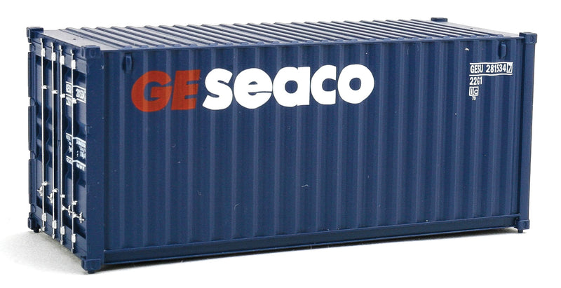 Walthers Scenemaster 949-8064 HO 20' Corrugated Container - Assembled -- GE Seaco (blue, white, red)