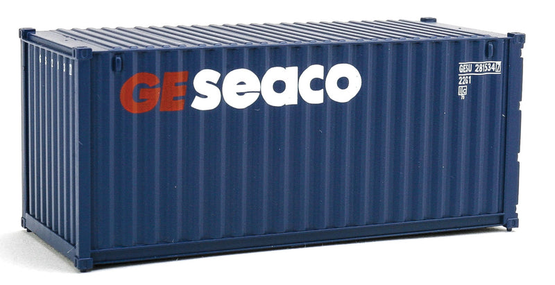 Walthers Scenemaster 949-8064 HO 20' Corrugated Container - Assembled -- GE Seaco (blue, white, red)