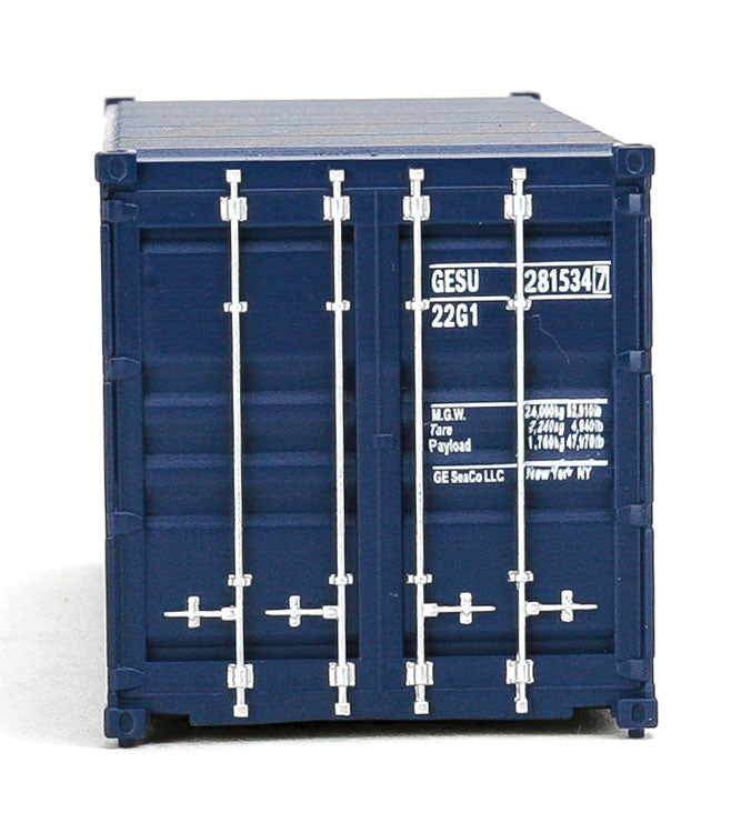 Walthers Scenemaster 949-8064 HO 20' Corrugated Container - Assembled -- GE Seaco (blue, white, red)