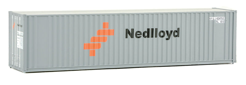 Walthers Scenemaster 949-8219 HO 40' Hi-Cube Corrugated Container w/Flat Roof - Assembled -- Nedlloyd (gray, orange, black)