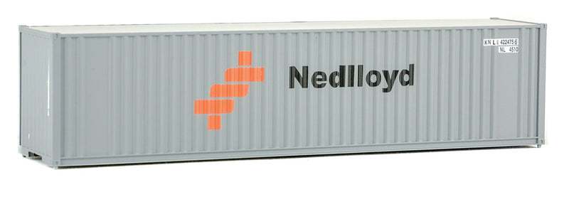 Walthers Scenemaster 949-8219 HO 40' Hi-Cube Corrugated Container w/Flat Roof - Assembled -- Nedlloyd (gray, orange, black)