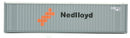 Walthers (SceneMaster) HO 949-8219 40' Hi-Cube Corrugated Container with Flat Roof, Assembled, Nedlloyd (gray, orange, black)