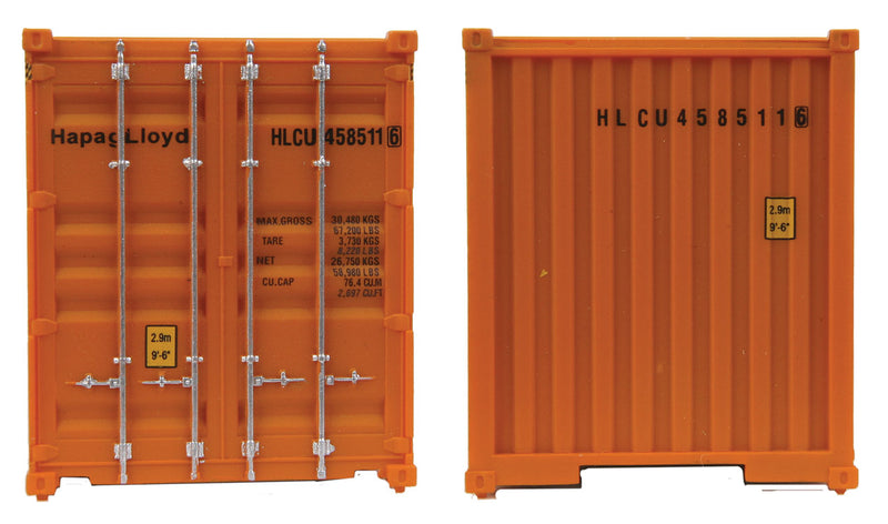 Walthers Scenemaster 949-8254 HO 40' Hi Cube Corrugated Side Container - Assembled -- Hapag-Lloyd (orange, blue)