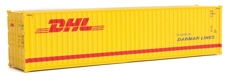 Walthers Scenemaster 949-8267 HO 40' Hi-Cube Corrugated-Side Container - Assembled -- DHL (yellow, red)