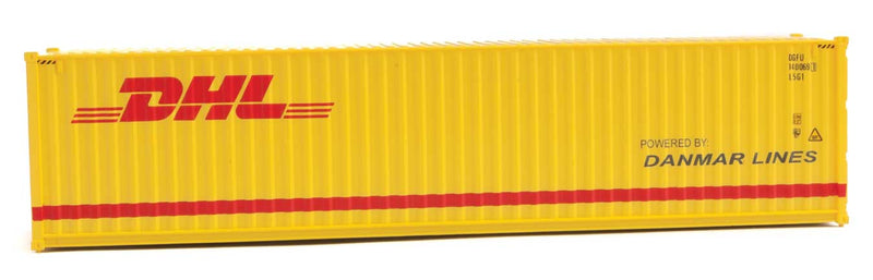 Walthers Scenemaster 949-8267 HO 40' Hi-Cube Corrugated-Side Container - Assembled -- DHL (yellow, red)