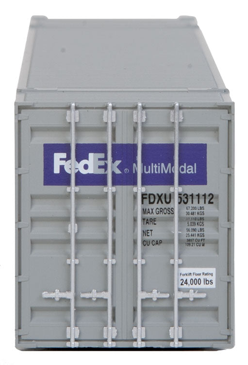 Walthers SceneMaster 949-8504 53' Singamas Corrugated Side Container - Ready to Run -- FedEx MultiModal (gray, purple), HO