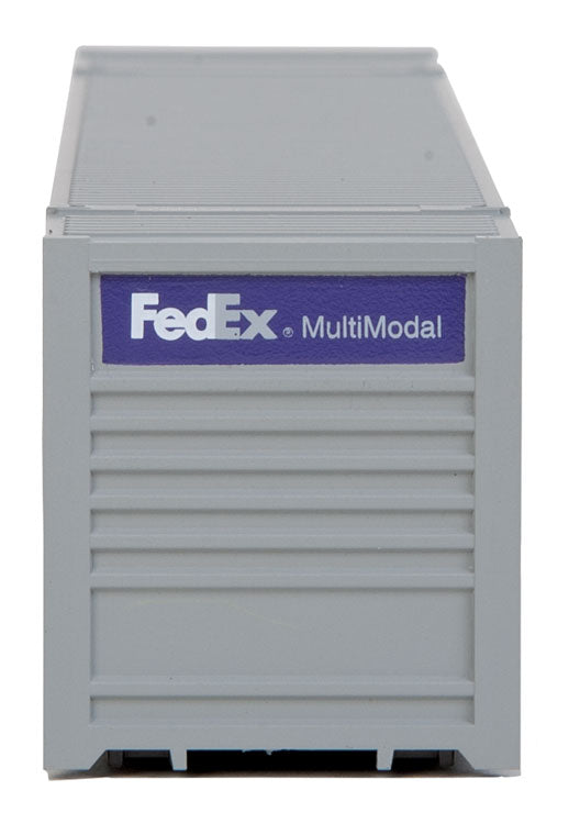 Walthers SceneMaster 949-8504 53' Singamas Corrugated Side Container - Ready to Run -- FedEx MultiModal (gray, purple), HO