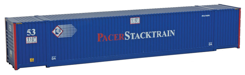 Walthers Scenemaster 949-8507 HO 53' Singamas Corrugated Side Container - Ready to Run -- Pacer Stacktrain (blue, white, red)