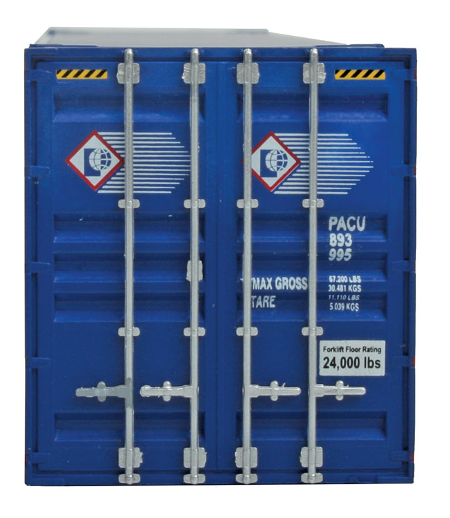 Walthers Scenemaster 949-8507 HO 53' Singamas Corrugated Side Container - Ready to Run -- Pacer Stacktrain (blue, white, red)