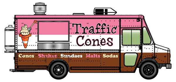 Walthers SceneMaster 949-12108 Morgan Olson(R) Route Star Van -- Road Cones Ice Cream Food Truck, HO