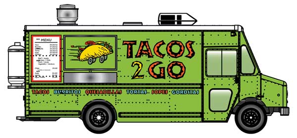 Walthers SceneMaster 949-12109 Morgan Olson(R) Route Star Van -- Tacos 2 Go Food Truck, HO