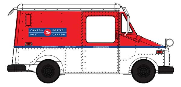 Walthers SceneMaster 949-12254 Long Life Vehicle (LLV) Mail Truck -- Canada Post 1987-1998, HO