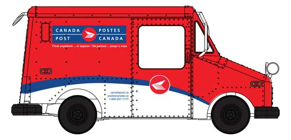 PREORDER Walthers SceneMaster 949-12255 Long Life Vehicle (LLV) Mail Truck -- Canada Post 1998 - present, HO