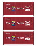 Walthers (SceneMaster) HO 949-18057 20' Fully Corrugated Container, 3-Pack, ZIM (The Z Factor)