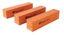 PREORDER Walthers SceneMaster 949-18202 HO 40' Flat Panel Container - 3-Pack -- Hapag-Lloyd