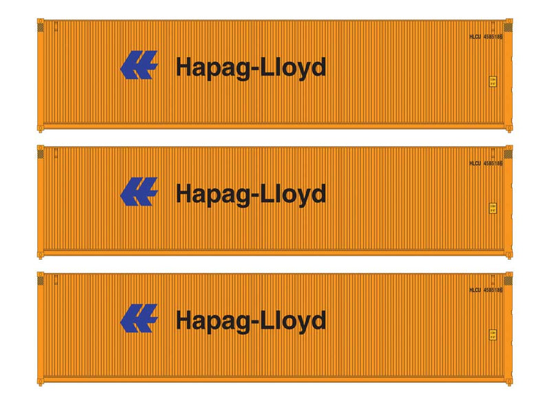 PREORDER Walthers SceneMaster 949-18252 HO 40' Fully Corrugated Container - 3-Pack -- HAPAG-LIOYD