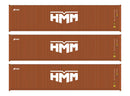 PREORDER Walthers SceneMaster 949-18256 HO 40' Fully Corrugated Container - 3-Pack -- HMM