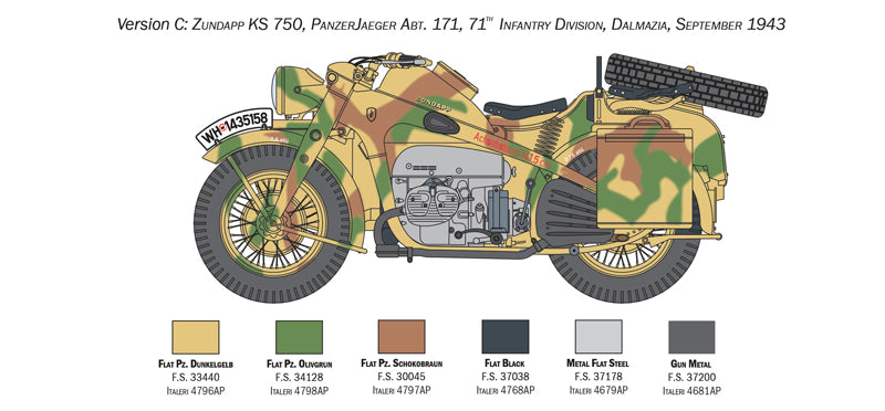 Italeri 7406 - SCALE 1 : 9 ZUNDAPP KS 750 with Sidecar