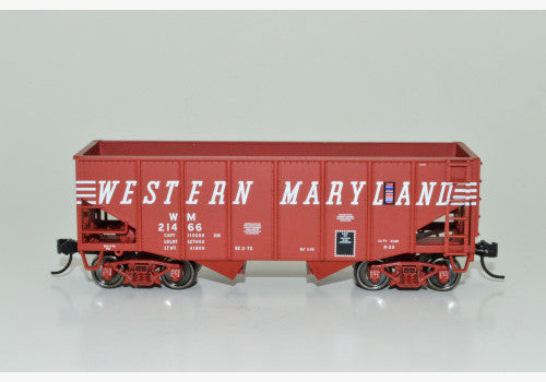 Bowser 43093 55-Ton Fishbelly Hopper - Ready to Run -- Western Maryland Speed letter