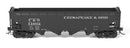 PREORDER Broadway Limited Imports HO 10135 ARA 70-ton 4-Bay Hopper, C&O H7-13, Black & White, 6-pack B