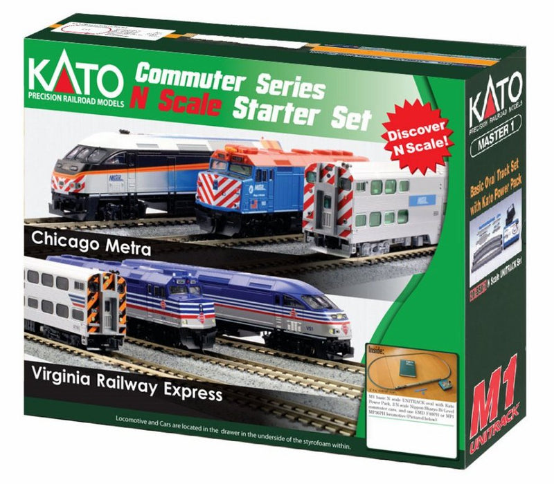 Kato N 1060037 F40PH and Gallery Bi-Level Commuter Series Starter Set, Chicago Metra