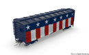 PREORDER Broadway Limited Imports HO 10709 40' Wood Stock Car, nce Day Theme, Patriotic Music, HO S