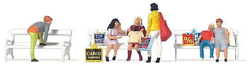 Preiser HO 10738 Shopping People on Park Bench (6)