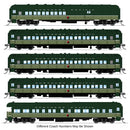 PREORDER Broadway Limited Imports N 10763 NP Heavyweight 5-Car Passenger Set, Loewy Two-Tone Green, N S