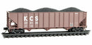 Micro-Trains N 10800550 100-Ton 3-Bay Open Hopper with Rib Sides and Coal Load, Kansas City Southern
