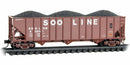 Micro-Trains N 10800560 100-Ton 3-Bay Open Hopper with Rib Sides and Coal Load, Soo Line